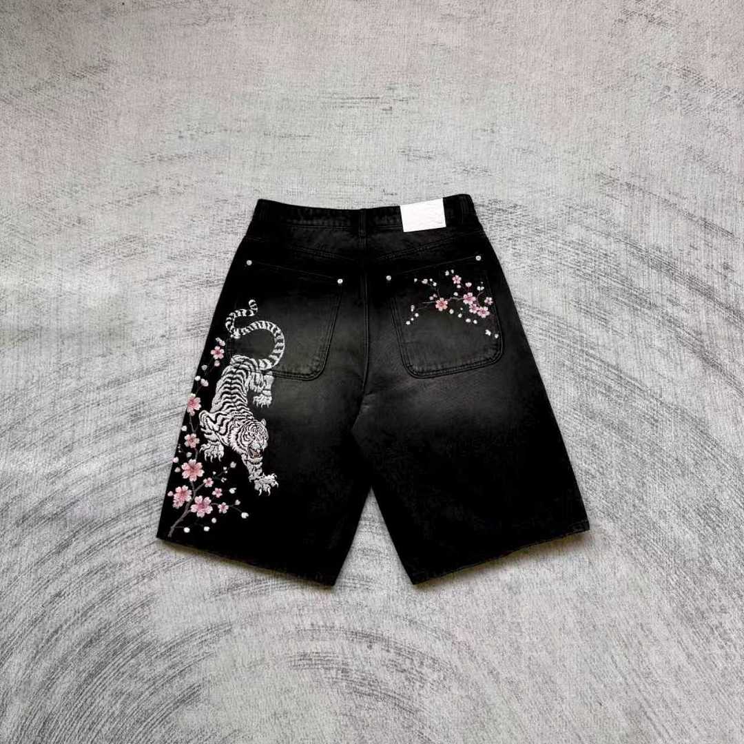 Tiger Embroidery Jorts