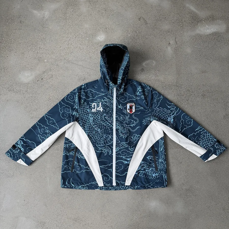 Dragon Print Track Jacket in Teal