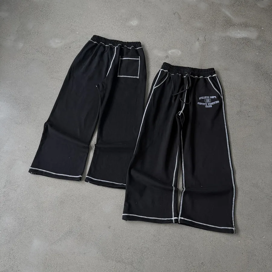 Athletic Dept Wide Leg Sweatpants in Black