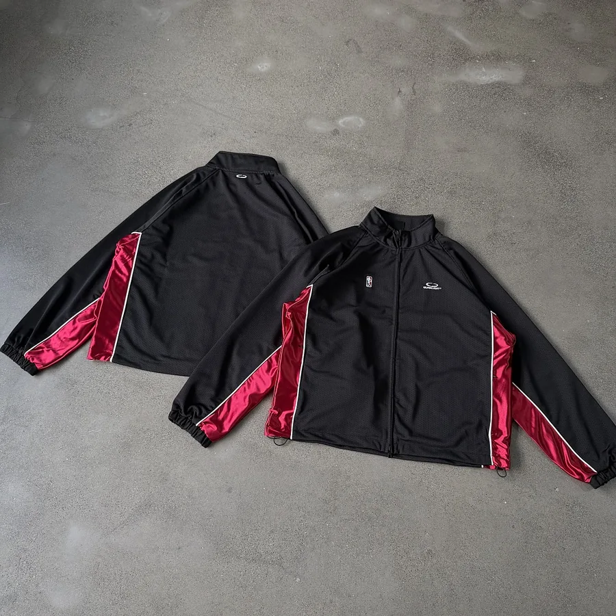 Red Stripe Track Jacket in Black