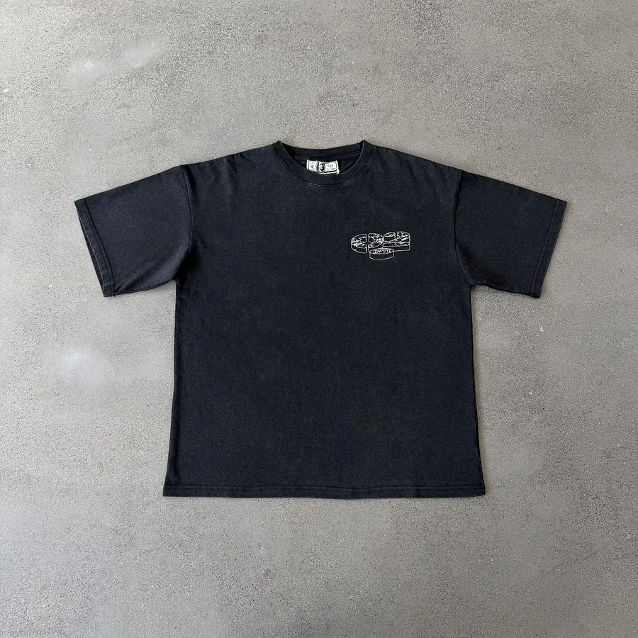 Graphic Tee in Washed Black