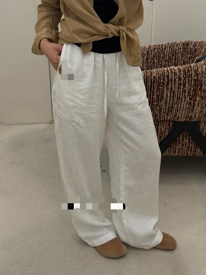 Classic Wide Leg Linen Trousers