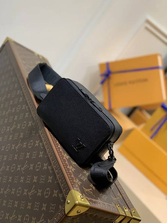 LV S Lock Sling Bag Black Leather
