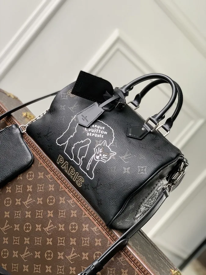 LV Speedy Catogram Monogram Black