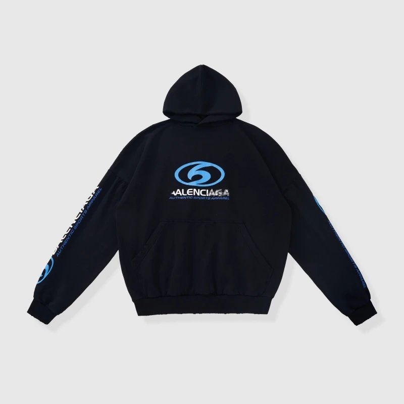 Balenciaga Style Cracked Print Distressed Hoodie