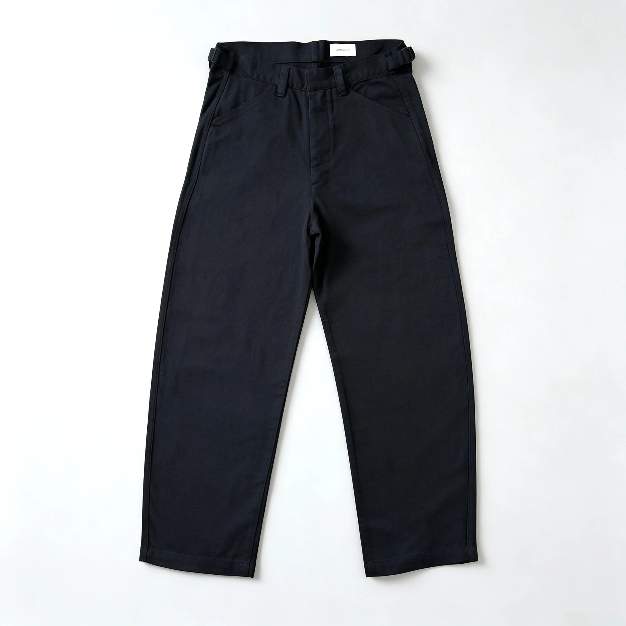 Lemaire Style Curved Leg Black Trousers