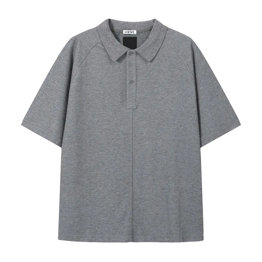 Loewe Style Raglan Collared Polo Shirt in Grey