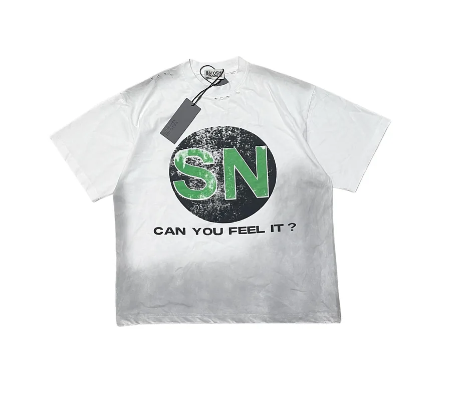Satoshi Nakamoto SN Circle Logo Slogan Tee in Off White