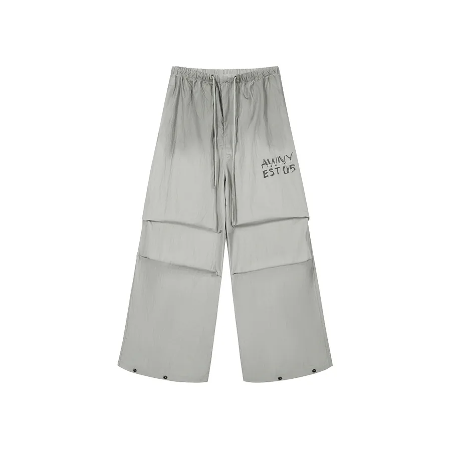 Alexander Wang Style Embroidered Washed Cargo Pants in Grey