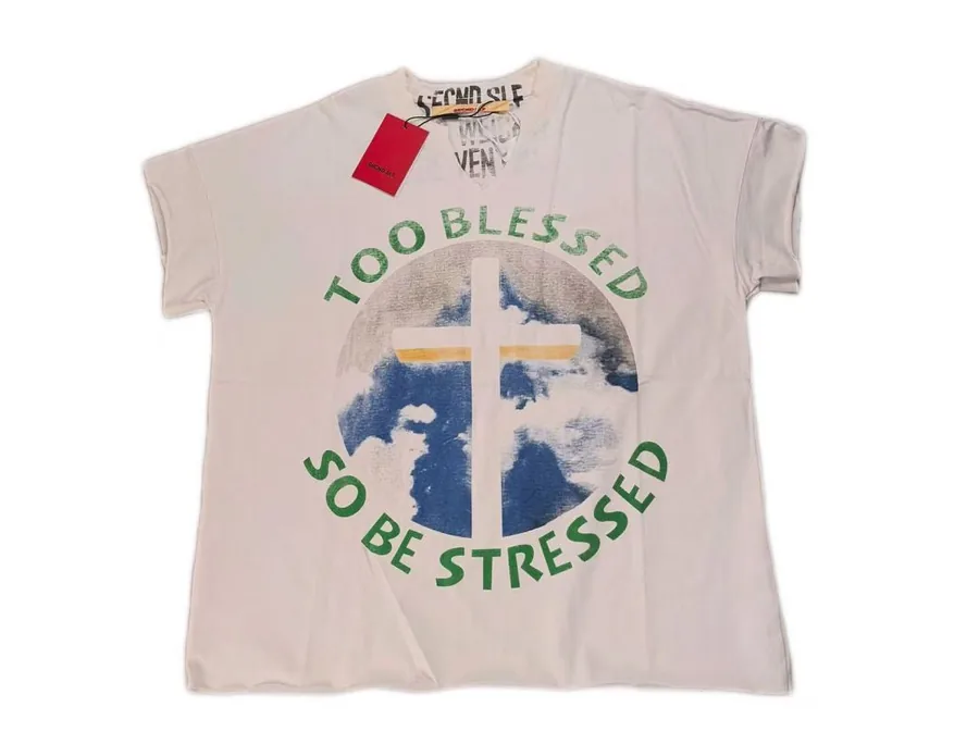 Second Self Washed Sky Cross Sleeveless Tank Top in Off White