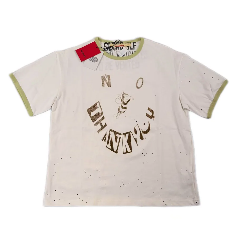 Second Self Bee Splatter Distressed Tee in Off White
