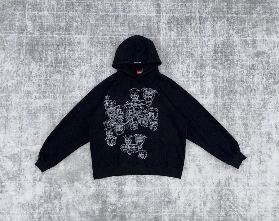 Supreme Black and White Dog Hoodie