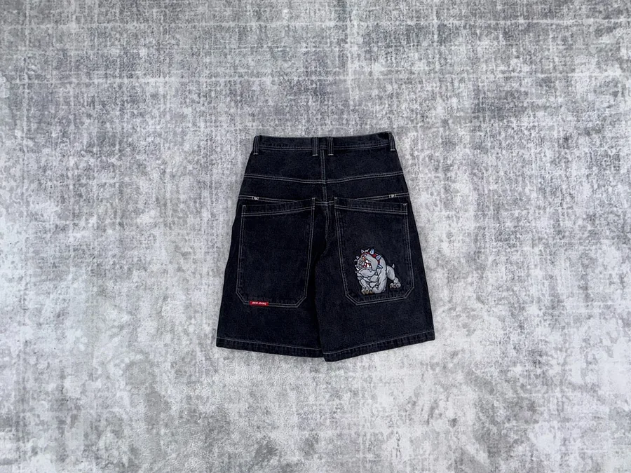 Shar Pei Dog Print Shorts in Black