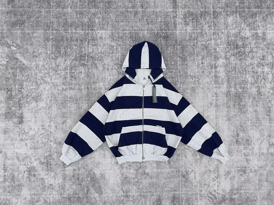 Blue and White Striped Sweatshirt