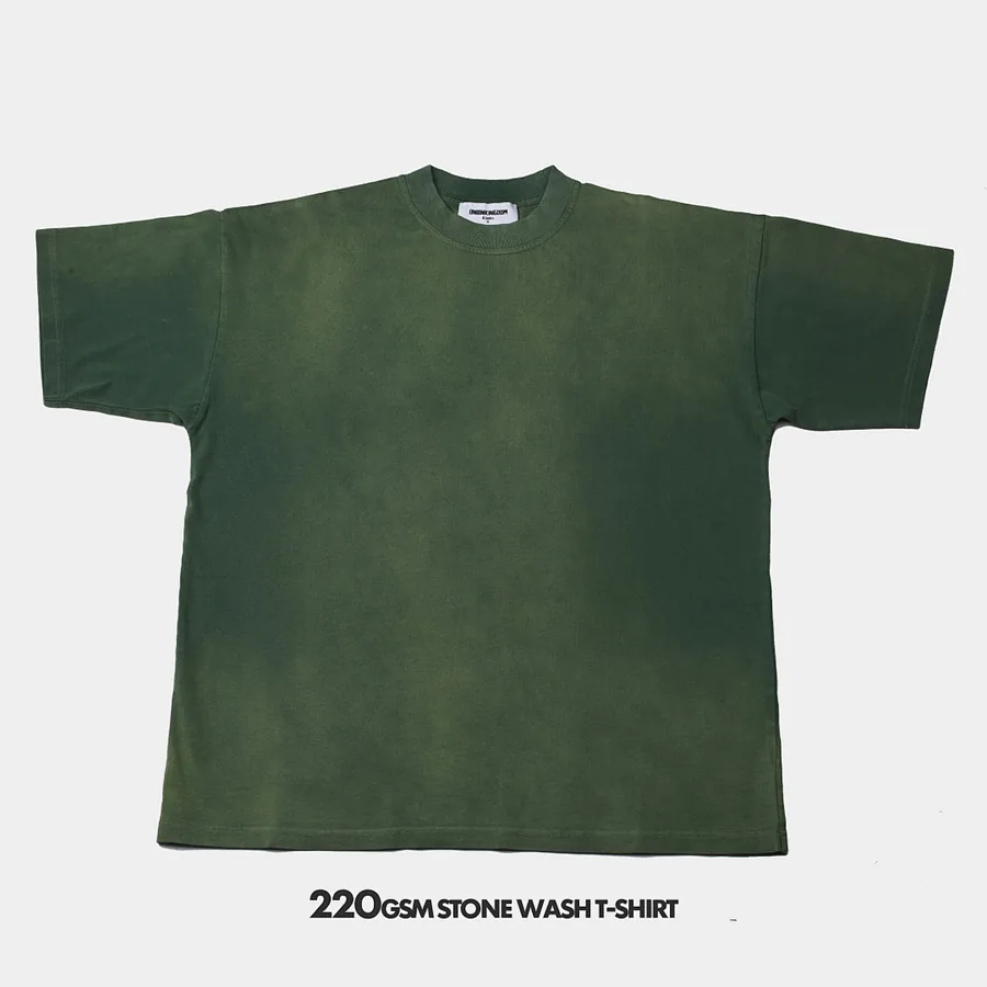 220gsm Union Kingdom vintage washed 100% cotton loose fit blank t-shirt