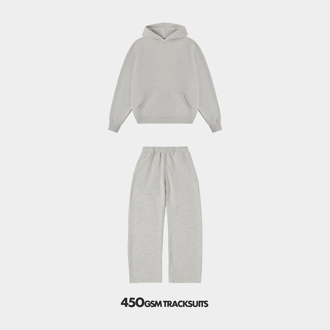 450gsm Union Kingdom 100% Cotton Fleece Cropped Fit Blank Tracksuits