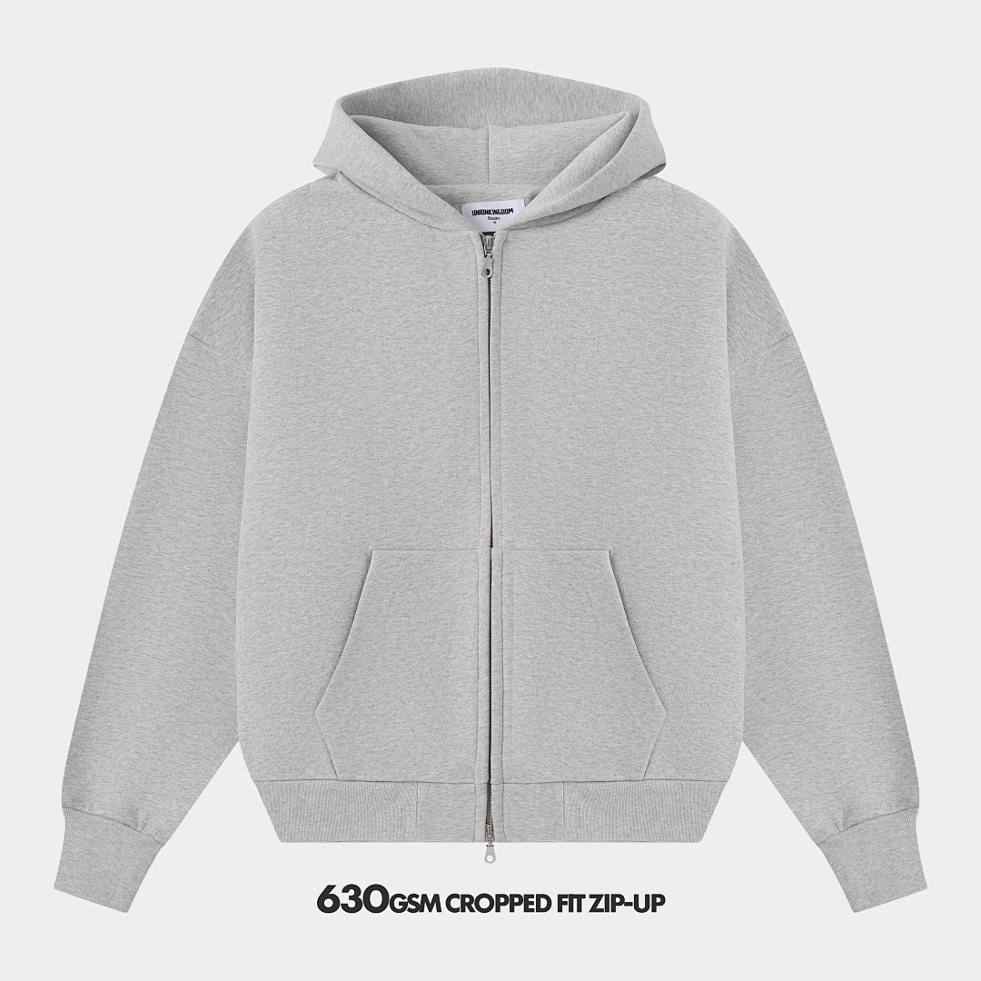 630gsm Union Kingdom Boxy Cropped Fit Blank Zip-up