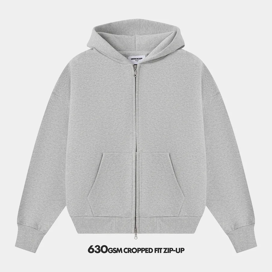 630gsm Union Kingdom Boxy Cropped Fit Blank Zip-up