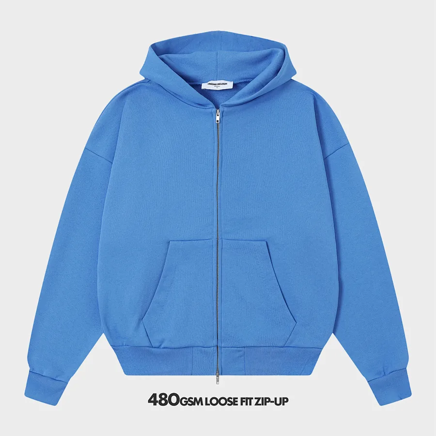 480gsm Union Kingdom 100% Cotton French Terry Boxy Cropped Fit Zip-up