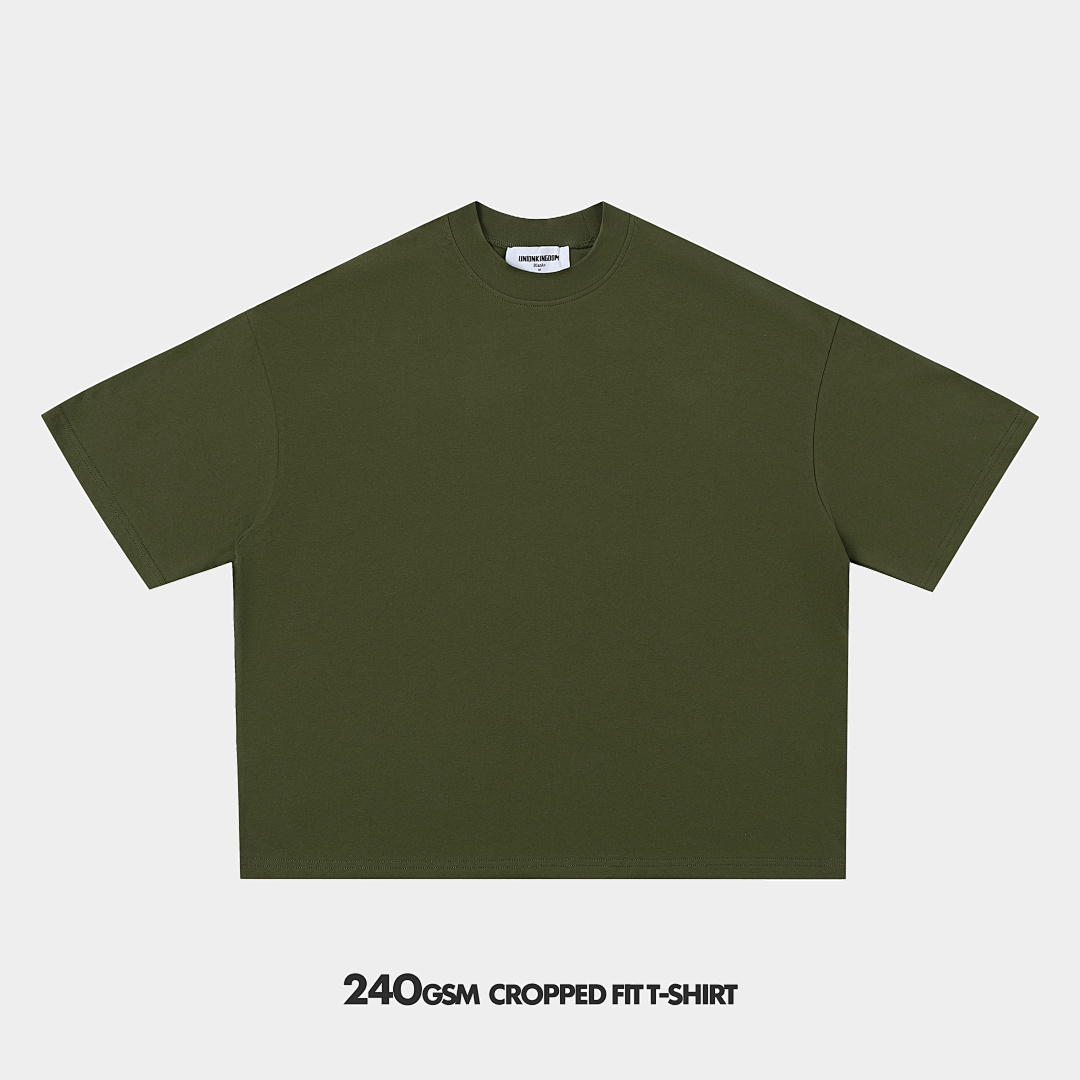 240gsm Union Kingdom 100% cotton boxy cropped fit blank t-shirt