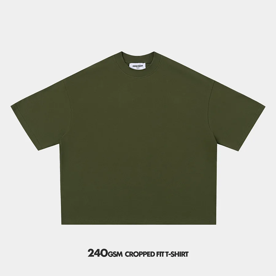 240gsm Union Kingdom 100% cotton boxy cropped fit blank t-shirt
