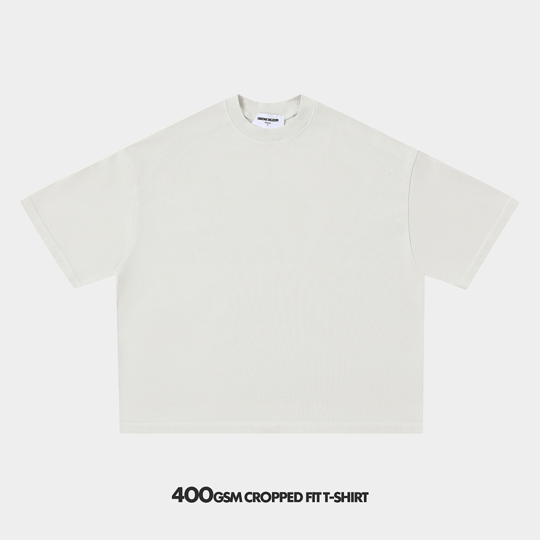 400gsm Union Kingdom 100% cotton boxy cropped fit washed blank t-shirt