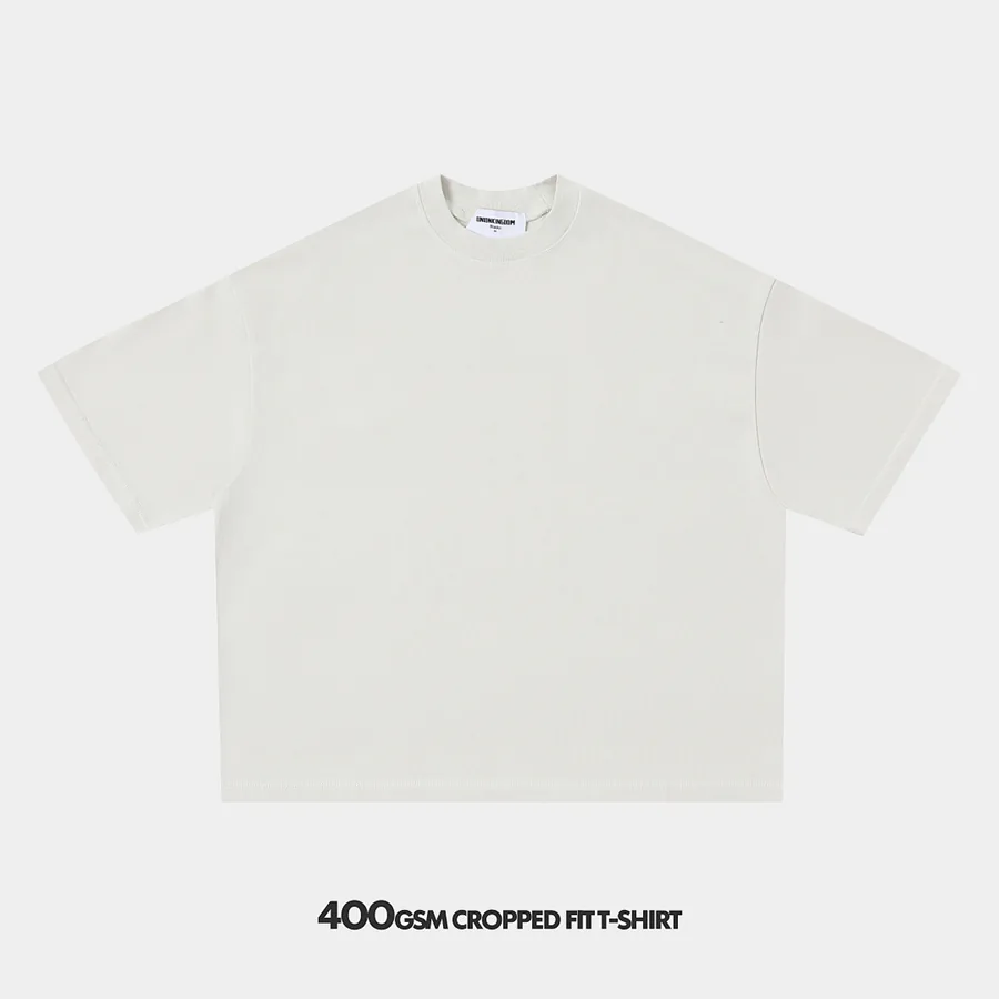 400gsm Union Kingdom 100% cotton boxy cropped fit washed blank t-shirt