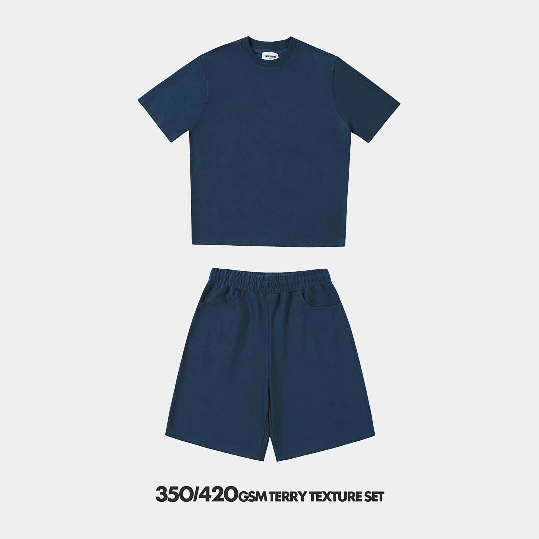 350gsm/420gsm Terry Texture T-shirt and Shorts Set