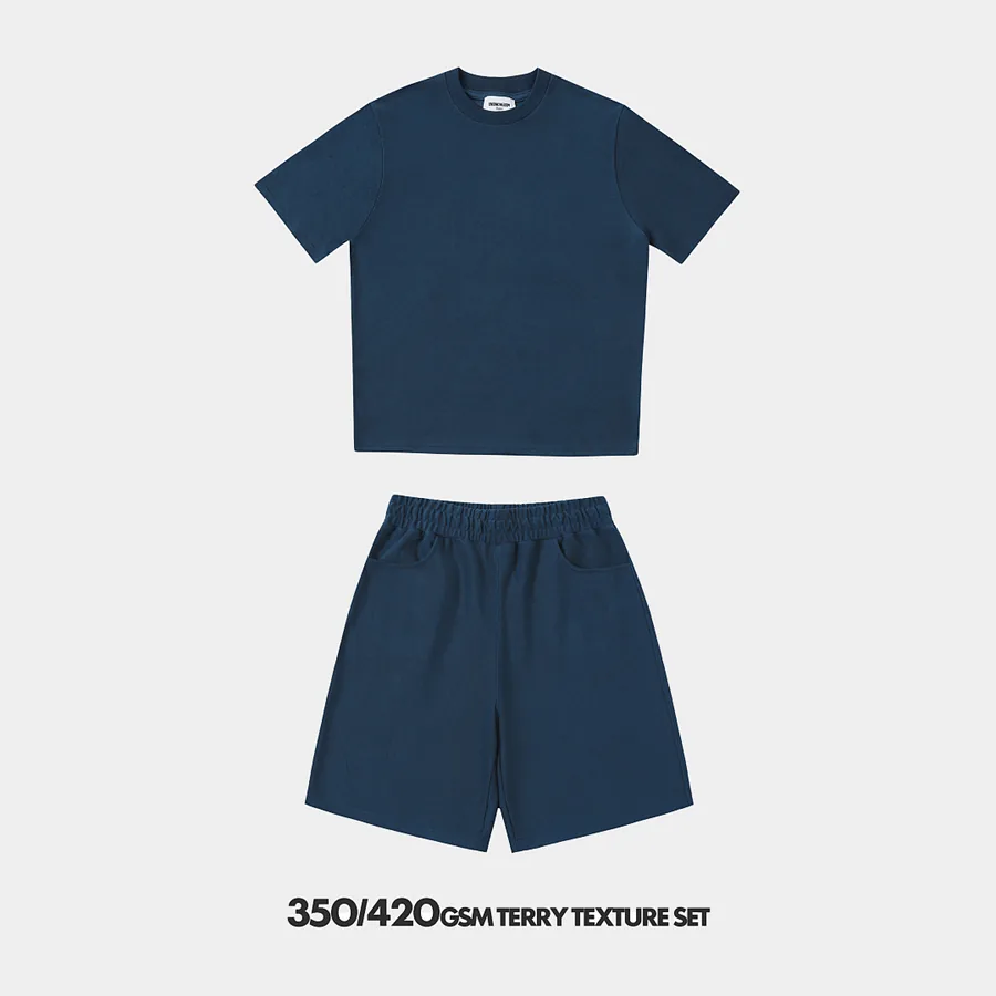 350gsm/420gsm Terry Texture T-shirt and Shorts Set