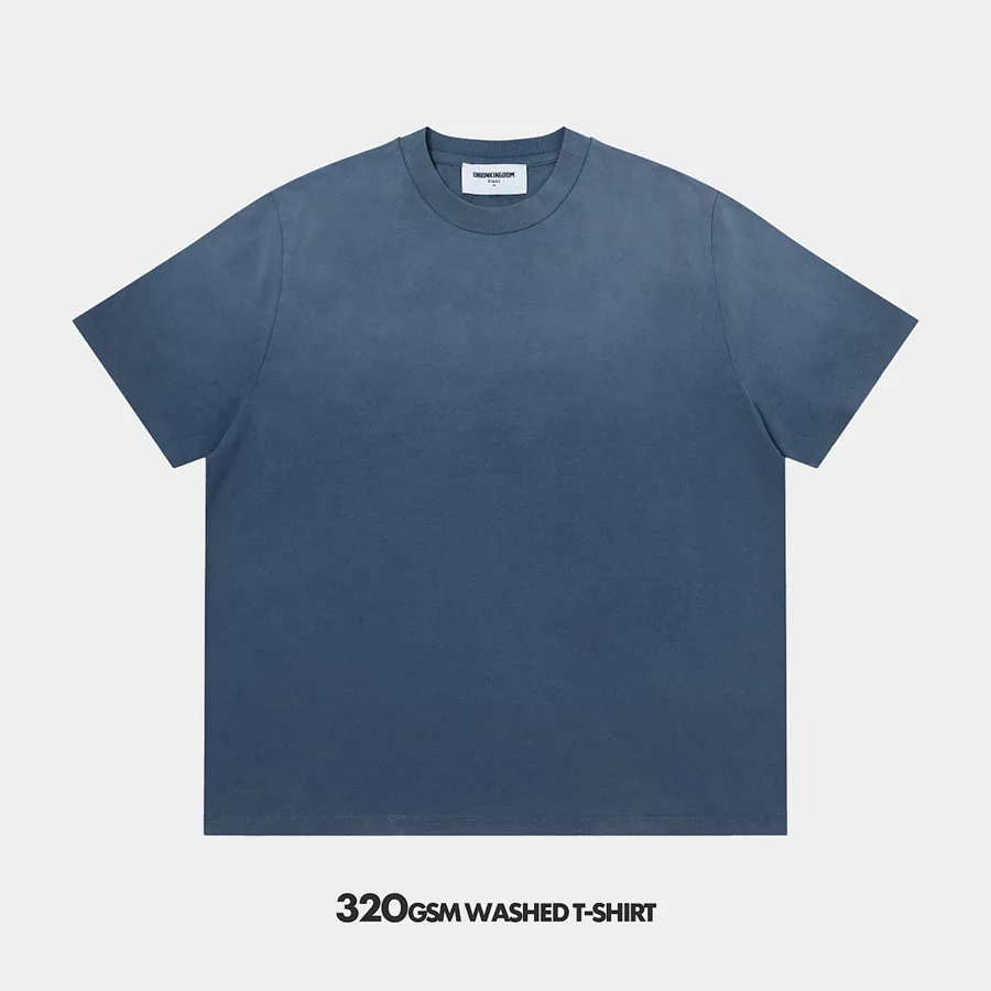 320gsm Union Kingdom vintage washed 100% cotton regual shoulder blank t-shirt