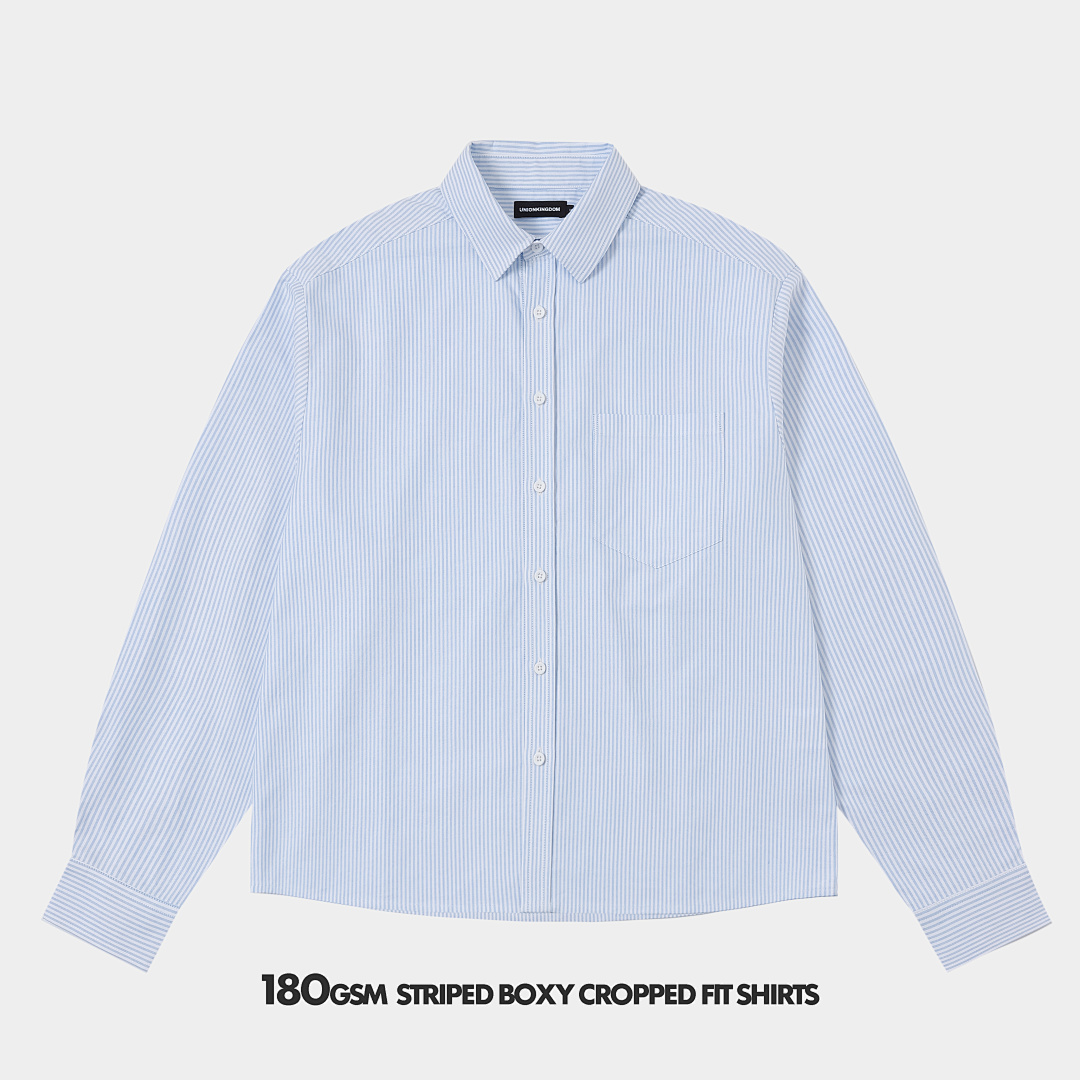 180gsm 100% Cotton Oxford Weave Boxy Cropped Fit Long-sleeved Shirt