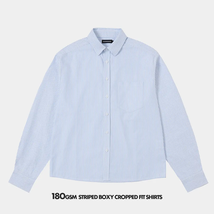 180gsm 100% Cotton Oxford Weave Boxy Cropped Fit Long-sleeved Shirt