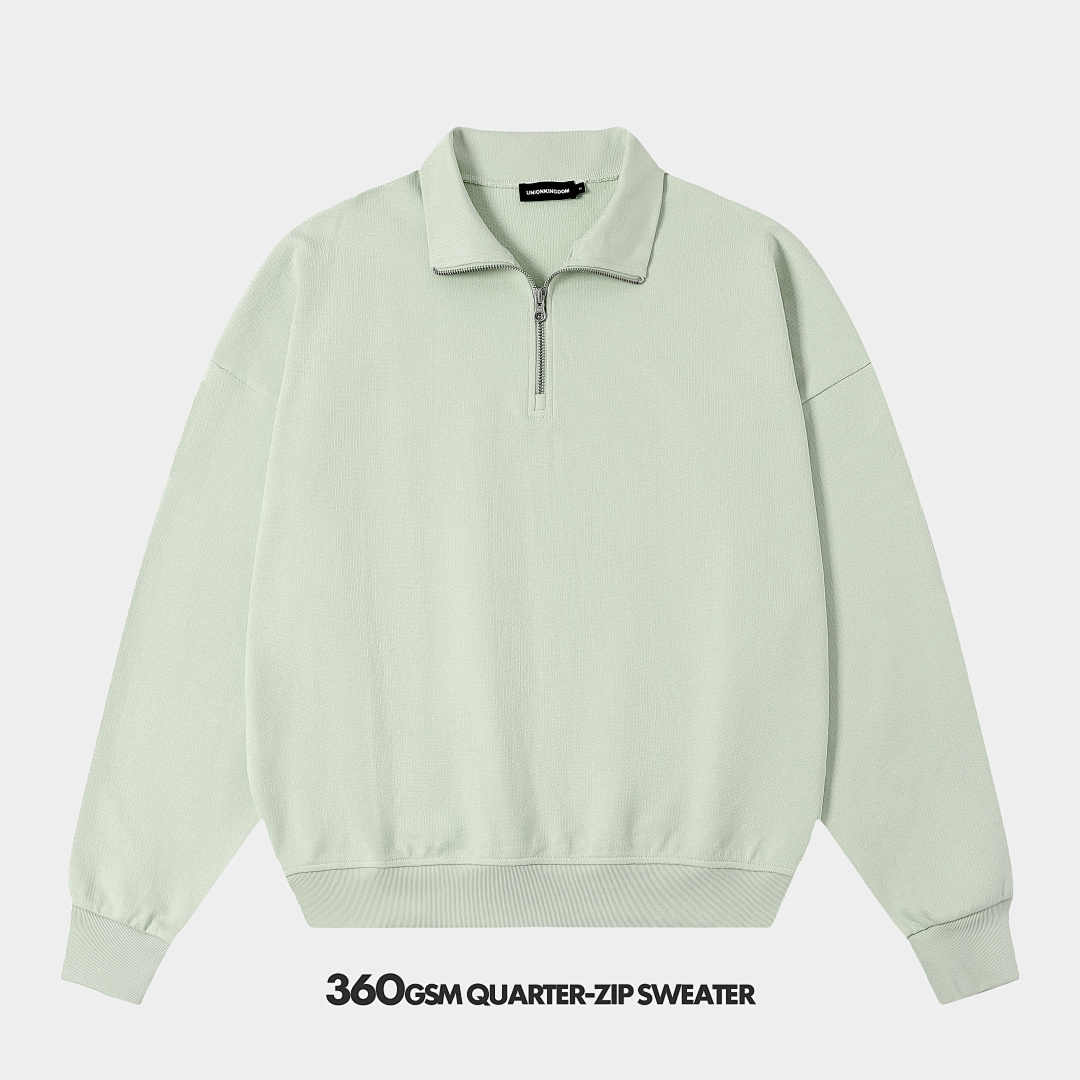 360gsm Union Kingdom 100% Cotton Boxy Cropped Fit Quarter-zip Sweatshirt