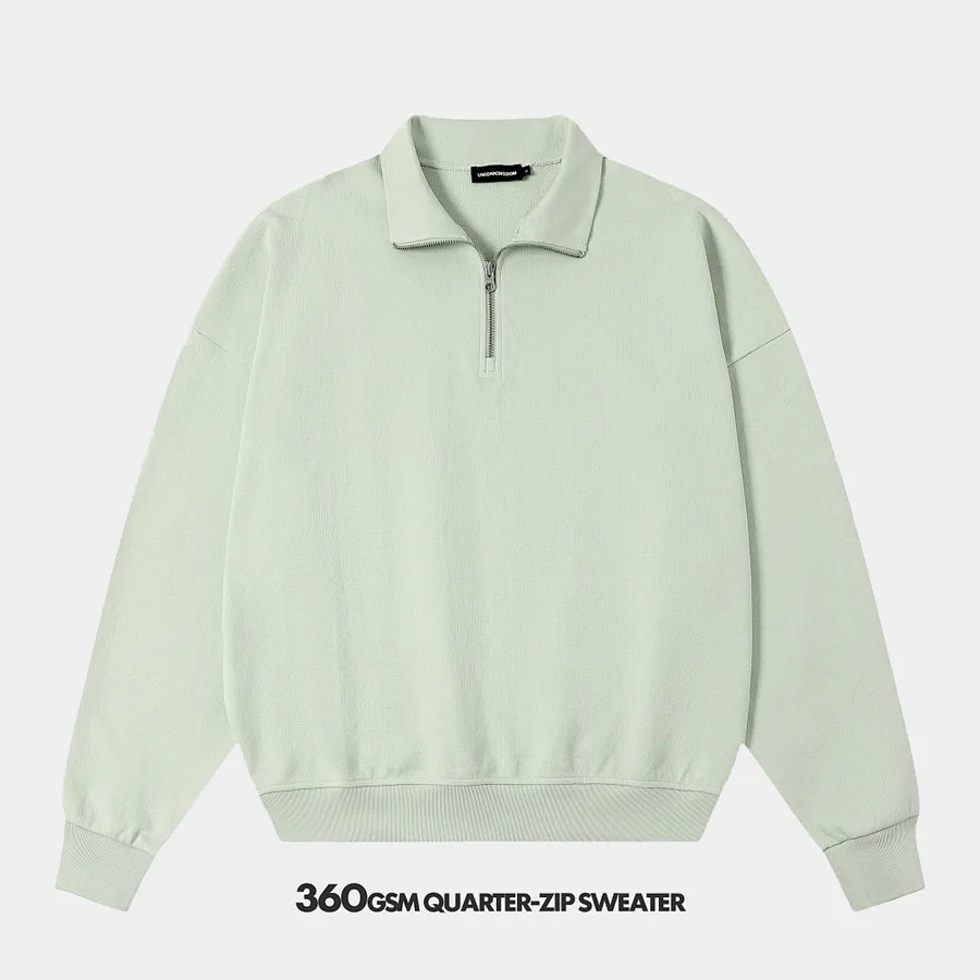 360gsm Union Kingdom 100% Cotton Boxy Cropped Fit Quarter-zip Sweatshirt
