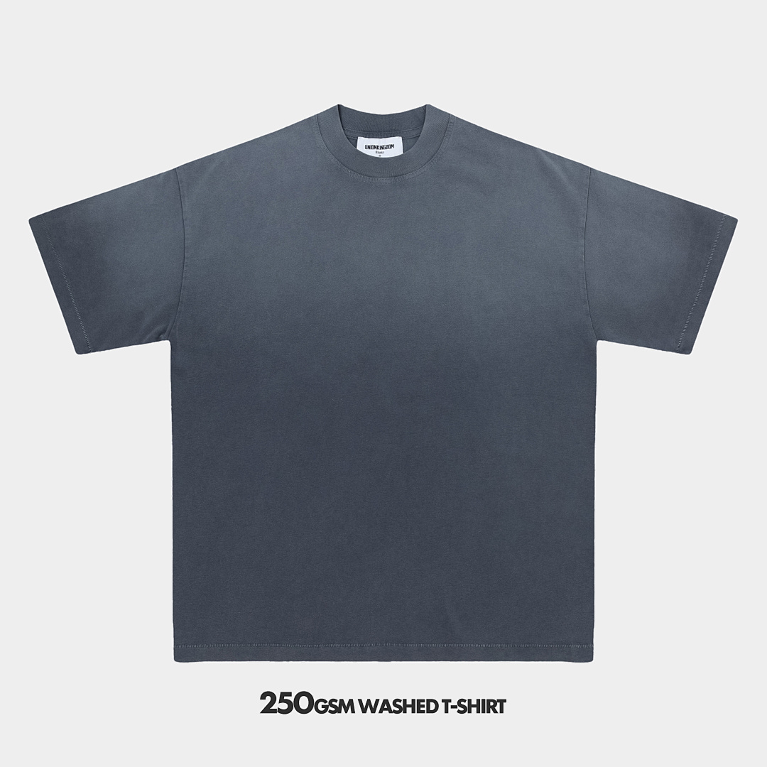250gsm Union Kingdom vintage washed 100% cotton loose fit blank t-shirt