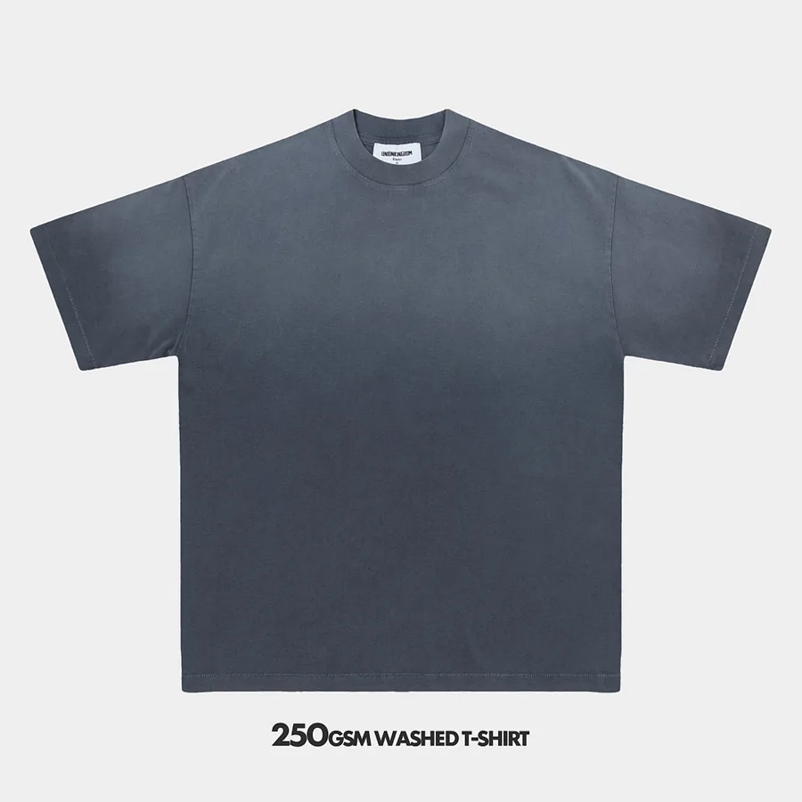 250gsm Union Kingdom vintage washed 100% cotton loose fit blank t-shirt