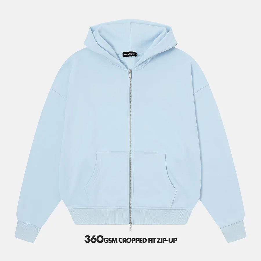 360gsm Union Kingdom 100% Cotton French Terry Boxy Cropped Fit Zip-up