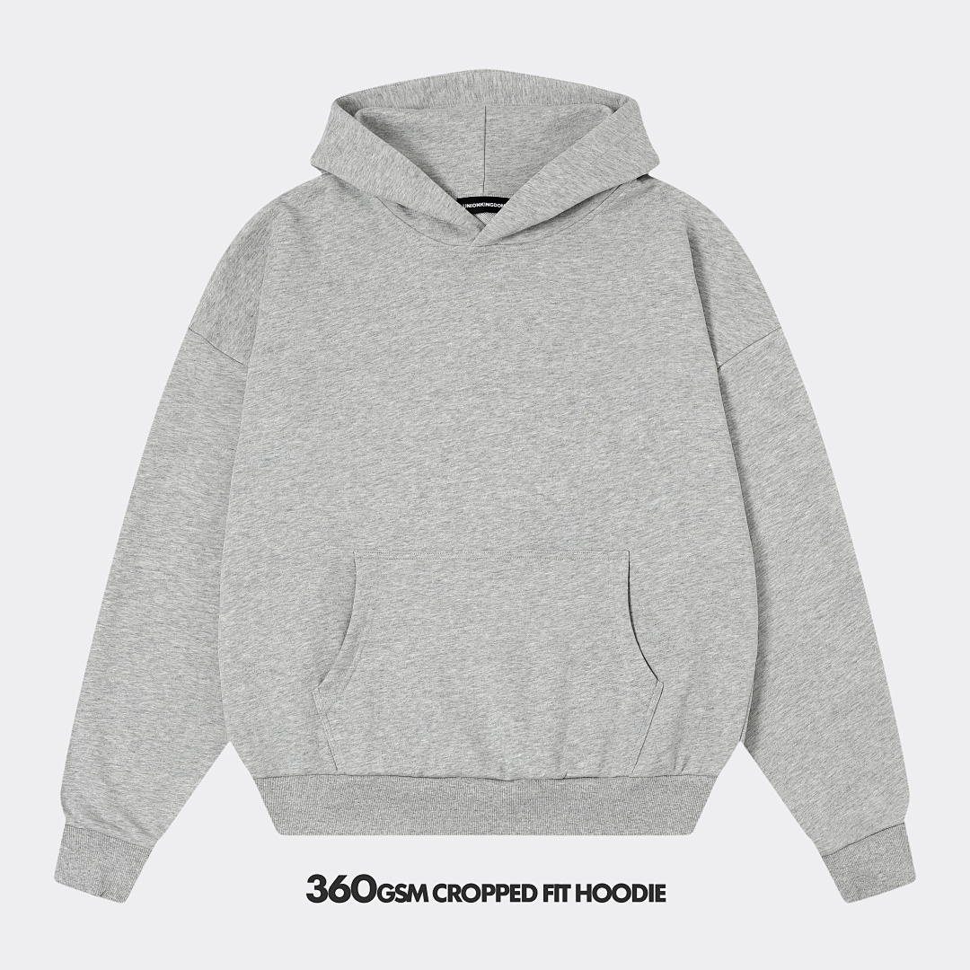360gsm Union Kingdom 100% Cotton French Terry Boxy Cropped Fit Hoodie