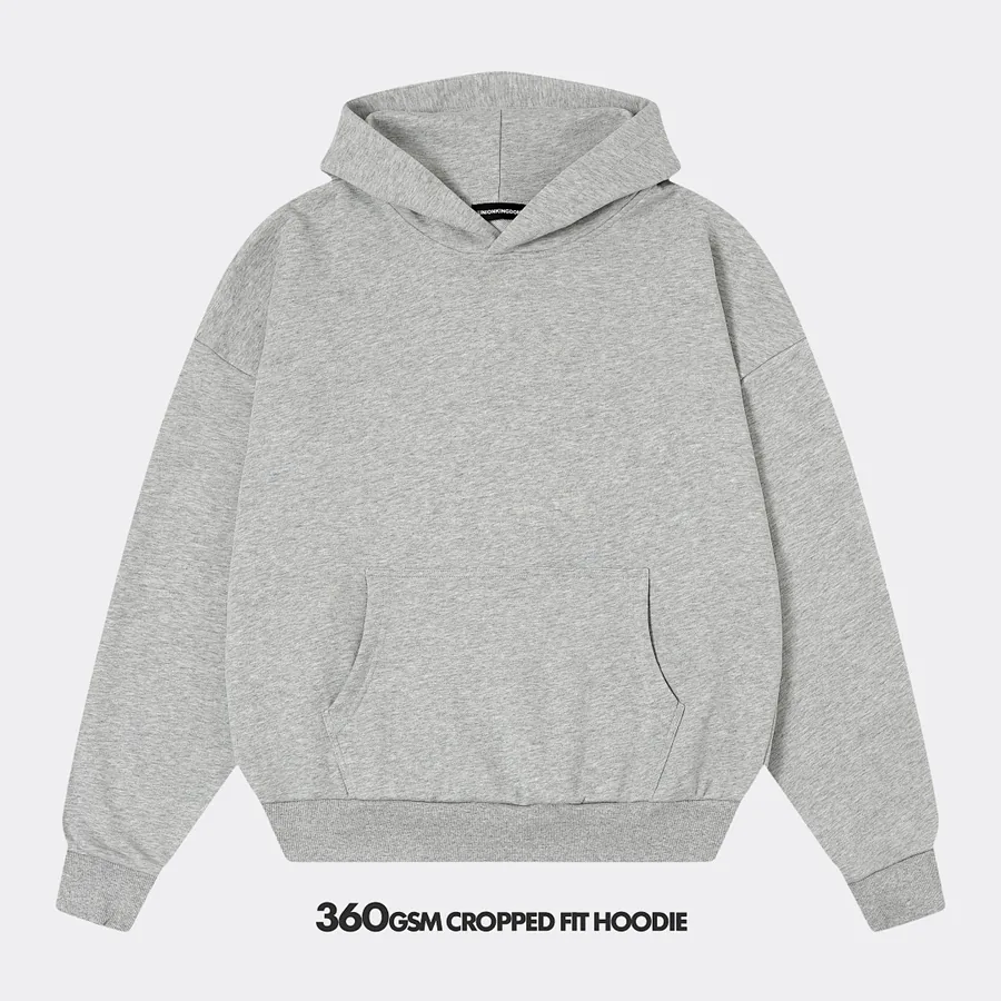 360gsm Union Kingdom 100% Cotton French Terry Boxy Cropped Fit Hoodie