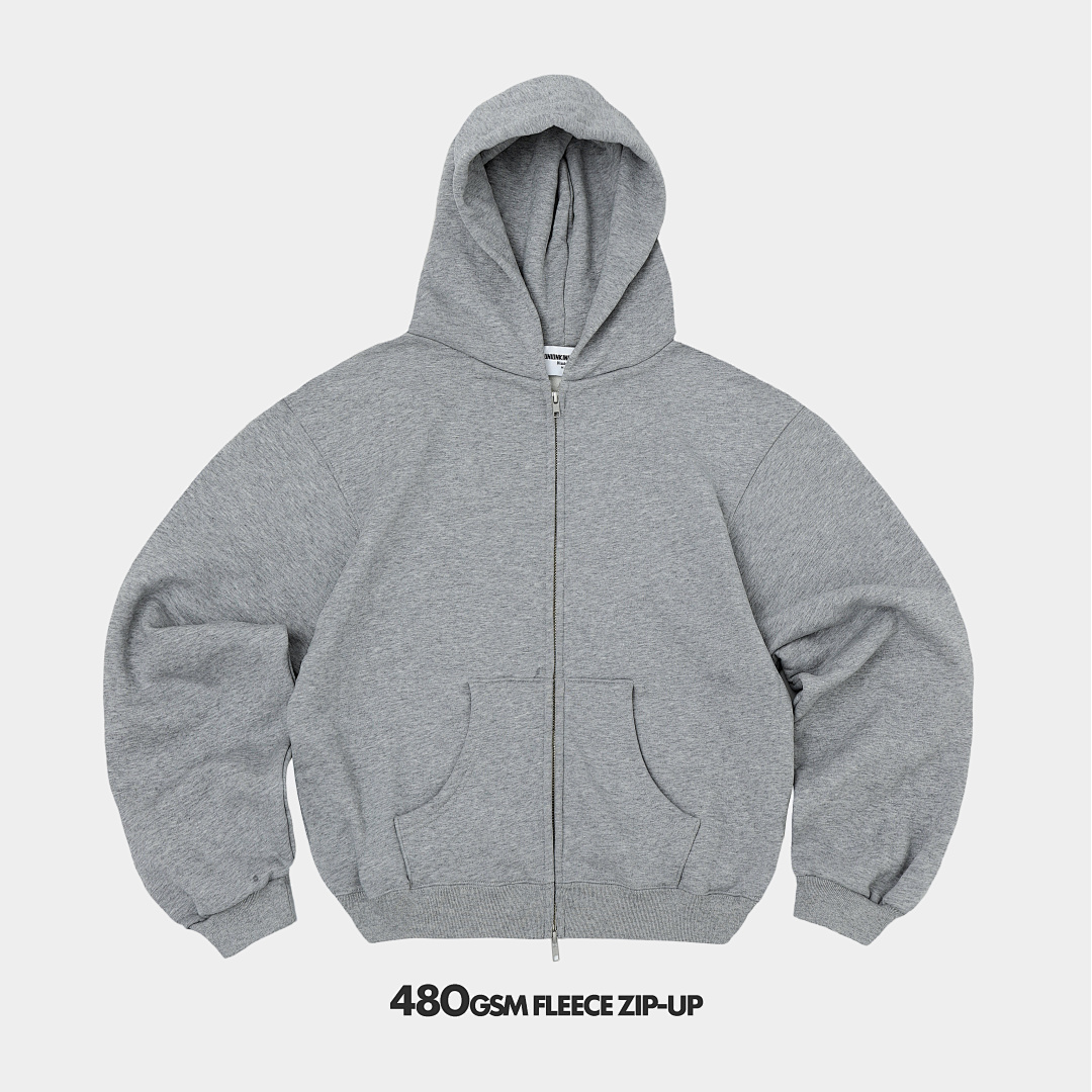 480gsm Union Kingdom 100% Cotton Fleece Cropped Fit Zip-up