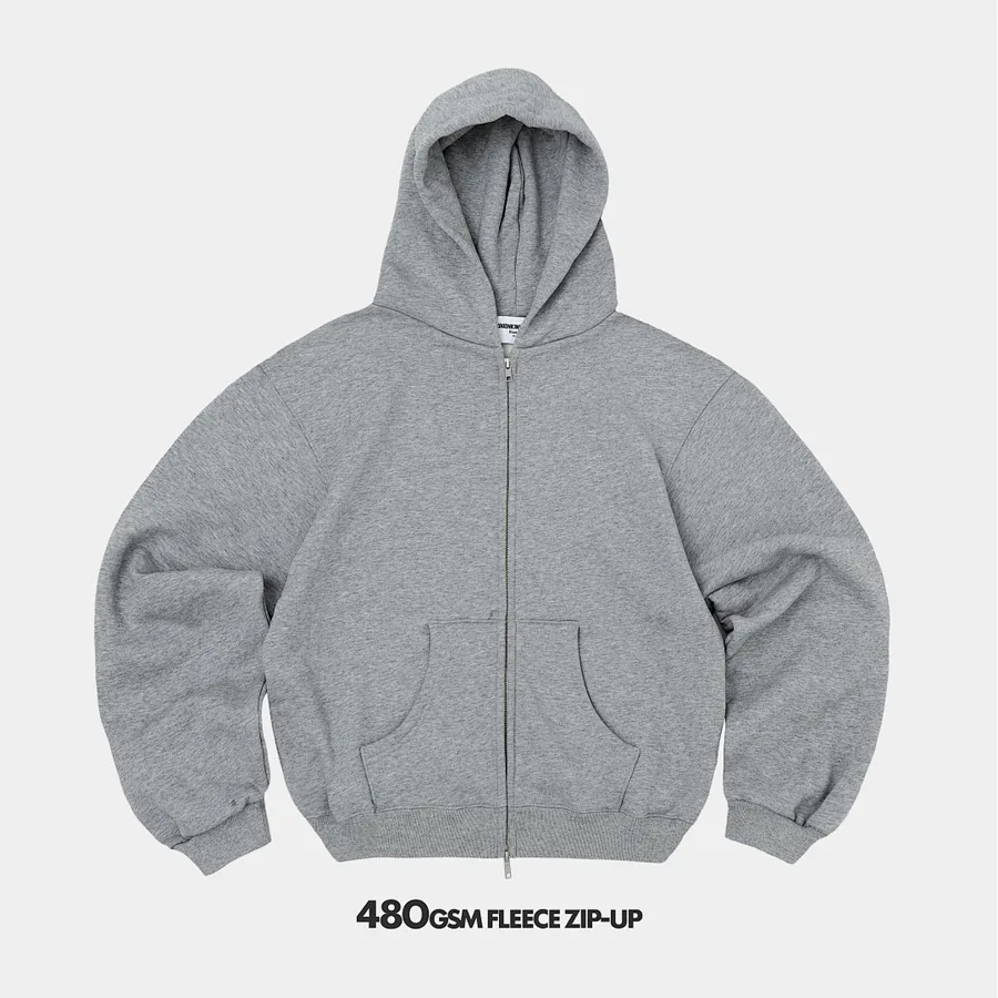 480gsm Union Kingdom 100% Cotton Fleece Cropped Fit Zip-up