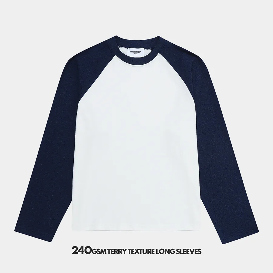 250gsm Union Kingdom 100% Cotton Terry Texture Raglan Soft Long Sleeve