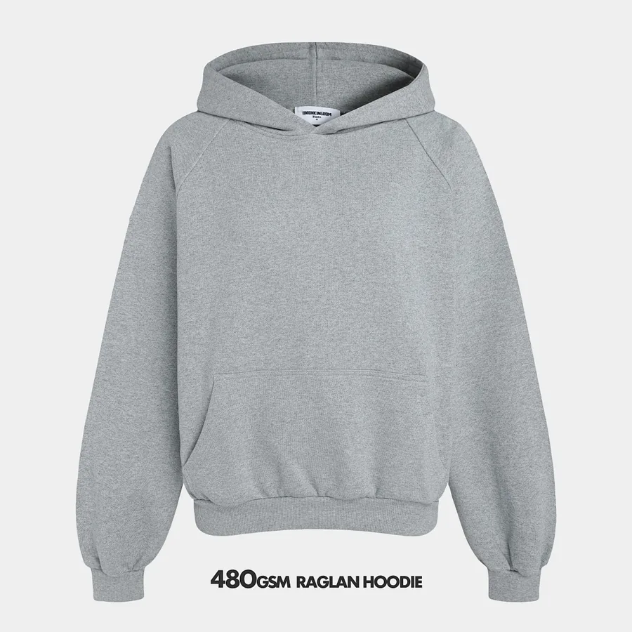 480gsm Union Kingdom 100% Cotton French Terry Raglan Boxy Cropped Fit Hoodie