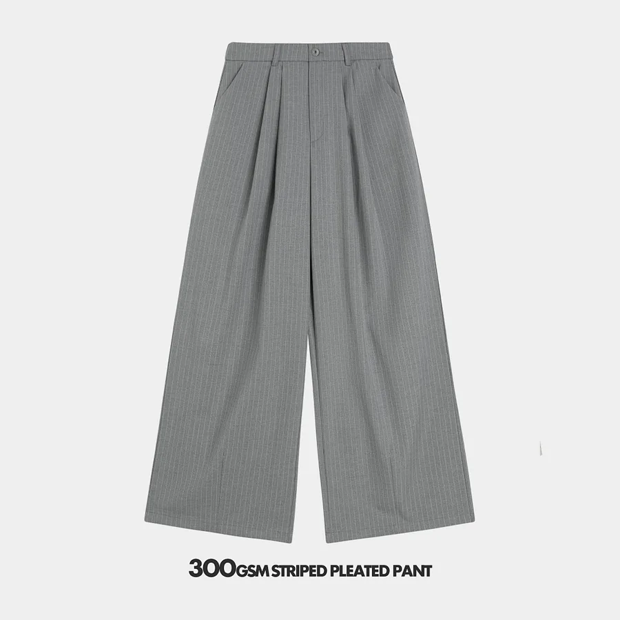 300gsm Union Kingdom Baggy Fit Striped Pleated Pant