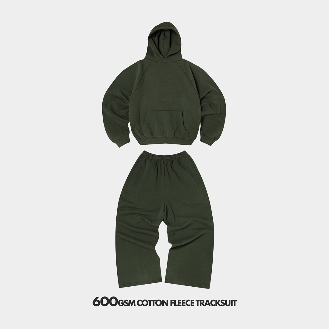 600gsm Union Kingdom 100% Cotton Fleece Cropped Fit Hoodie And Baggy Fit Sweatpants