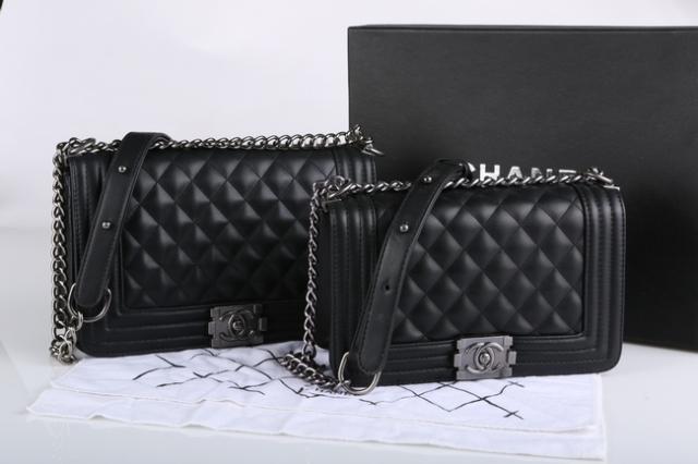 Chanel Le Boy Lambskin Quilted Chain Bag