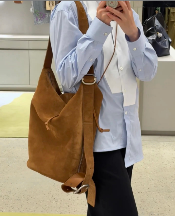Loe 25 Suede Loop Bucket Bag