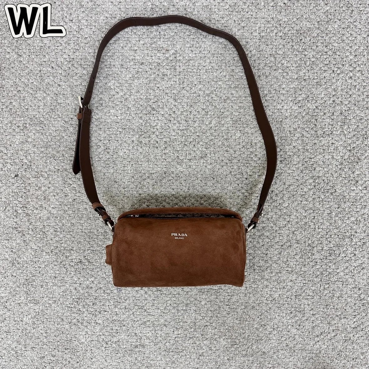 P suede crossbody bag